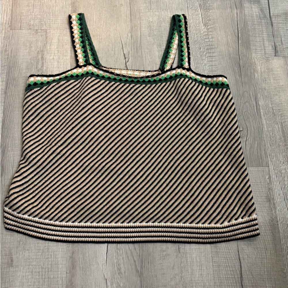 Lane Bryant Ribbed Black and White Sleeveless Tank Top